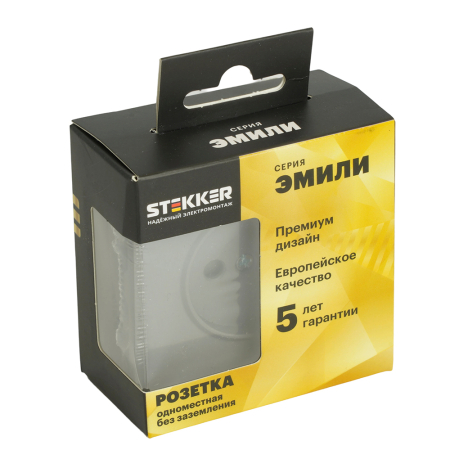 Розетка 1-местная с з/ш, б/з (механизм), СЗК, STEKKER, 250В, 16А, серия Эмили, RST16-5109-10ZK, платиново-серый, soft touch 50242