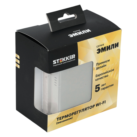 Терморегулятор Wi-Fi (механизм), STEKKER, 250В, 3500Вт, серия Эмили, RSW00-5119-08, кашемир, soft touch 50427