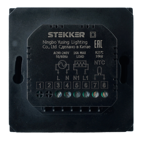 Терморегулятор Wi-Fi (механизм), STEKKER, 250В, 3500Вт, серия Эмили, RSW00-5119-05, черный уголь, soft touch 50377