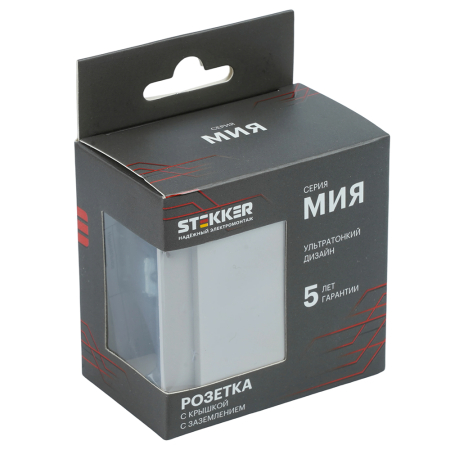 Розетка 1-местная с крышкой с защ. штор, STEKKER, с/з, 250В, 16А, серия Мия, RST16-3112-08, пудровый жемчуг 50485