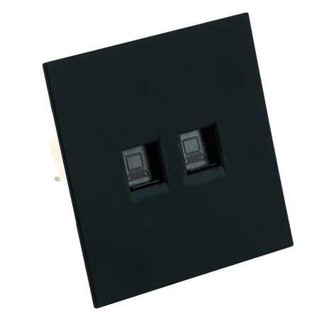 Розетка компьютерная 2-местная RJ-45 (механизм), STEKKER,  серия Мия, RST00-3111-05, черный бархат 50451