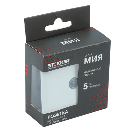 Розетка телевизионная 1-местная (механизм), STEKKER, 75 Ом, 5-862МГц, серия Мия, RST00-3108-01, белая магнолия 50435