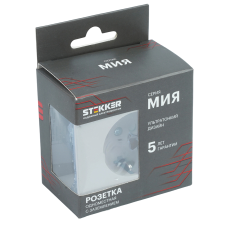 Розетка 1-местная с защитной шторкой с/з (механизм), STEKKER, 250В, 16А, серия Мия, RST16-3110-08, пудровый жемчуг 50484
