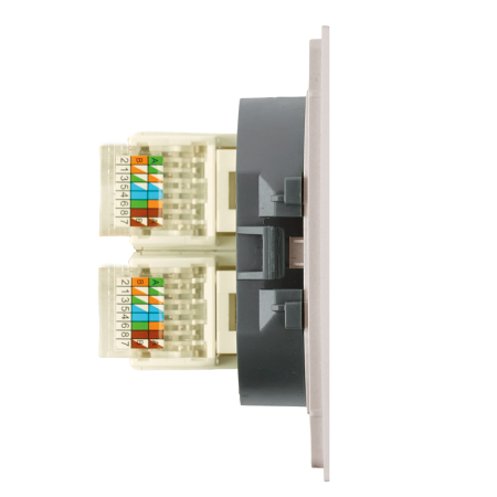 Розетка компьютерная 2-местная RJ-45 (механизм), STEKKER,  серия Мия, RST00-3111-08, пудровый жемчуг 50481