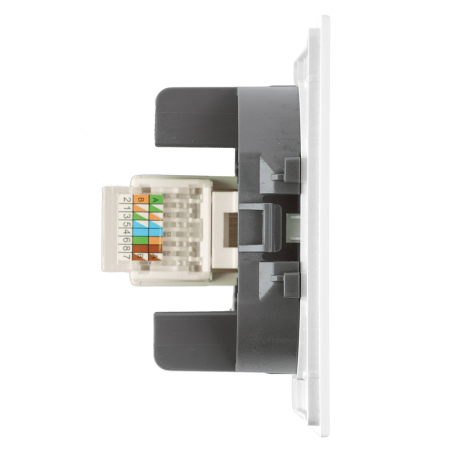 Розетка компьютерная 1-местная RJ-45 (механизм), STEKKER, серия Мия, RST00-3117-01, белая магнолия 50436