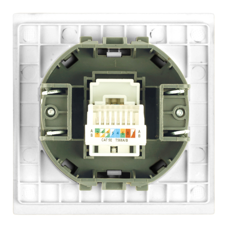 Розетка компьютерная 1-местная RJ-45 (механизм), STEKKER, серия Мия, RST00-3117-01, белая магнолия 50436