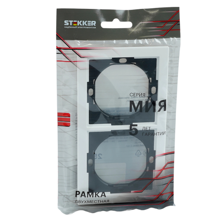 Рамка 2-местная, STEKKER, PFR00-3002-01, серия Мия, белая магнолия 50457