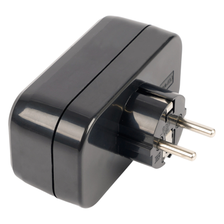 Разветвитель сетевой 2-местный с/з STEKKER ADP16-22-20 250V, 16A, ABS огнеустойчивый пластик, черный 50680