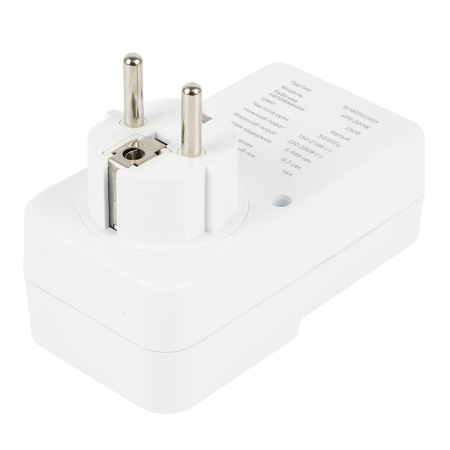 Реле напряжения для розетки регулируемое  STEKKER  VPR-200W, 230В,16A,белый 50689