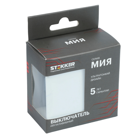 Выключатель 2-клавишный (механизм), STEKKER, 250В, 10А, серия Мия, RSW10-3104-01, белая магнолия 50429