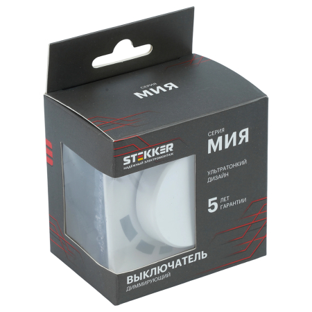 Выключатель диммирующий (механизм), STEKKER, 250В, 1200W, серия Мия, RSW10-3106-01, белая магнолия 50566