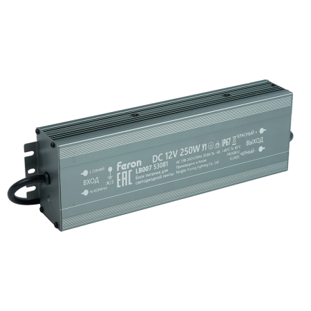 Трансформатор электронный для светодиодной ленты 250W 12V IP67 (драйвер), LB007 FERON 53081