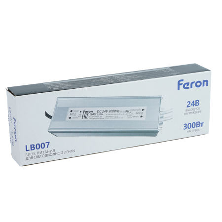 Трансформатор электронный для светодиодной ленты 300W 24V IP67 (драйвер), LB007 FERON 53084
