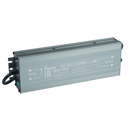 Трансформатор электронный для светодиодной ленты 250W 24V IP67 (драйвер), LB007 FERON 53083