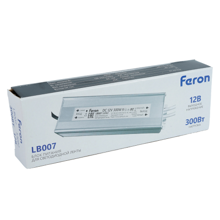 Трансформатор электронный для светодиодной ленты 300W 12V IP67 (драйвер), LB007 FERON 53082