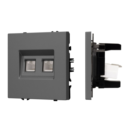 Механизм сдвоенной телефонной розетки Arlight SCT-NOBE-MTL2-SFPL-GR (RJ-11, 4C) (Серый базальт) 054311