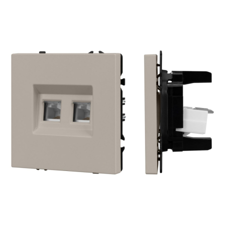 Механизм сдвоенной телефонной розетки Arlight SCT-NOBE-MTL2-SFPL-CA (RJ-11, 4C) (Кашемир) 061889