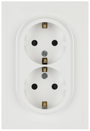 Розетка ЭРА Galaxy 15-2104-01 с заземлением двойная 2X2P+E Schuko 16А-250В IP20 белый Б0070678