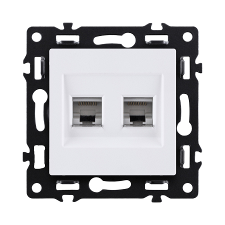 Розетка двойная Ethernet RJ45 Cat.6, белый Kollinger Asthetik AS-018WH