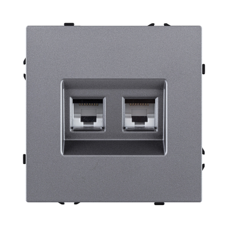 Розетка двойная Ethernet RJ45 Cat.6, серый Kollinger Eclipse EC-018GY