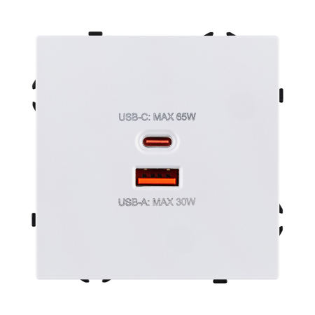 Розетка USB A+C 65W, белый глянцевый Kollinger Eclipse EC-024WG