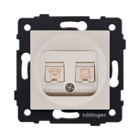Розетка двойная RJ11 + RJ45 Cat.6, золотой Kollinger REA-011GD для Aspekt, Eleganz, Reflex