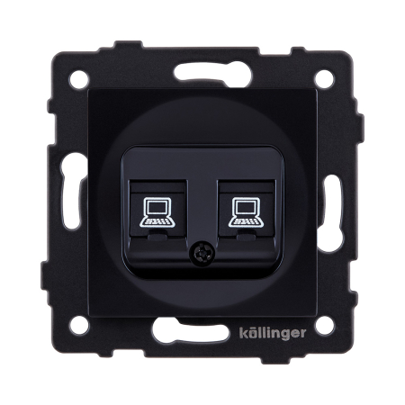 Розетка двойная Ethernet RJ45 Cat.5, черный Kollinger REA-015BK для Aspekt, Eleganz, Reflex