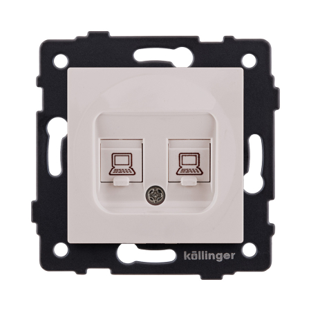 Розетка двойная Ethernet RJ45 Cat.6, кашемир матовый Kollinger REA-019CM для Aspekt, Eleganz, Reflex