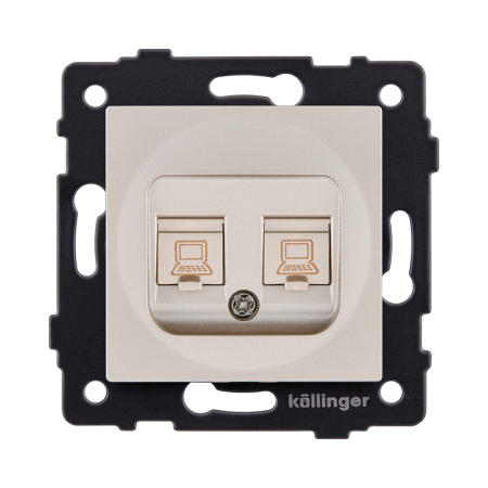 Розетка двойная Ethernet RJ45 Cat.6, золотой Kollinger REA-019GD для Aspekt, Eleganz, Reflex