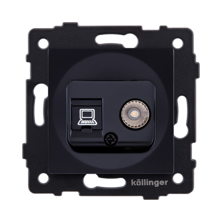Розетка двойная TV (мама) + RJ45 Cat.6, черный Kollinger REA-021BK для Aspekt, Eleganz, Reflex