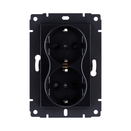 Розетка штепсельная SCHUKO двойная 16A/250 В, черный Kollinger REA-032BK для Aspekt, Eleganz, Reflex