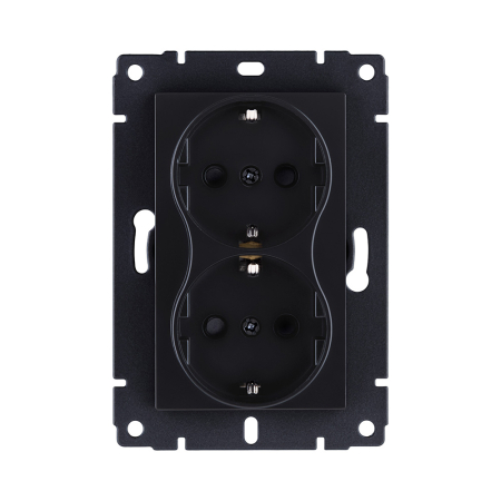 Розетка штепсельная SCHUKO двойная 16A/250 В, черный матовый Kollinger REA-032BM для Aspekt, Eleganz, Reflex