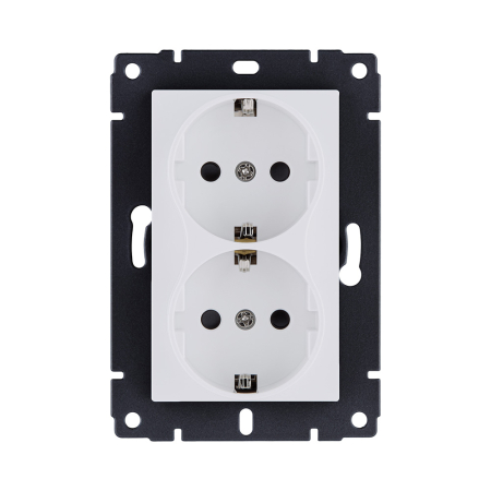 Розетка штепсельная SCHUKO двойная 16A/250 В, белый матовый Kollinger REA-032WM для Aspekt, Eleganz, Reflex