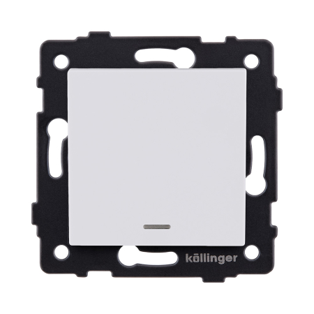 Выключатель 1-клавишный 10А/250В с LED подсветкой, белый матовый Kollinger REA-S-002WM для Aspekt, Eleganz, Reflex