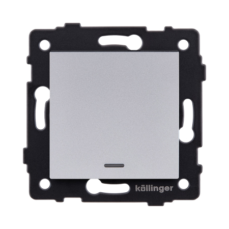 Выключатель 1-клавишный проходной 10А/250В с LED подсветкой, серый Kollinger REA-S-004GY для Aspekt, Eleganz, Reflex