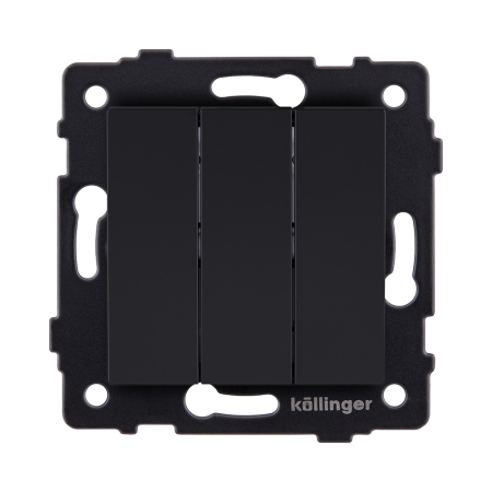 Выключатель 3-клавишный 10А/250В, черный матовый Kollinger REA-S-012BM для Aspekt, Eleganz, Reflex