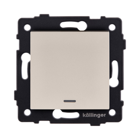 Выключатель кнопочный 1-клавишный 10А/250В с LED подсветкой, золотой Kollinger REA-S-013GD для Aspekt, Eleganz, Reflex