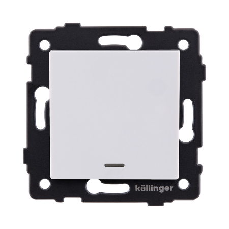 Выключатель 1-клавишный перекрестный 10А/250В с LED подсветкой, белый Kollinger REA-S-015WH для Aspekt, Eleganz, Reflex