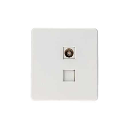 Розетка ROUND компьютерная RJ45 кат6 + TV с/у перламутр KRANZ KR-78-0722-1