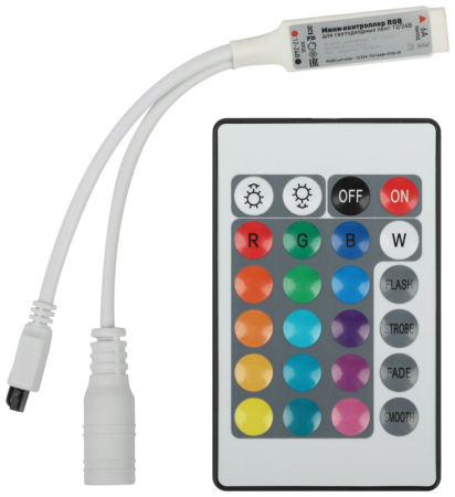 Контроллер Эра RGBController-12/24V-72/144W-IP20-IR мини для светодиодной ленты с ИК пультом Б0061110