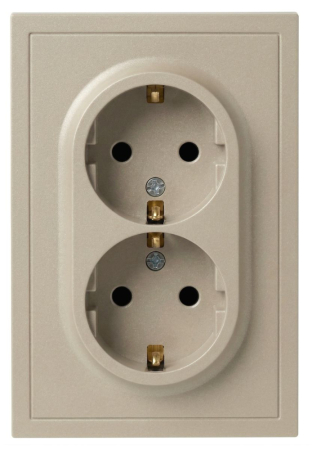 Розетка Эра Galaxy 15-2104-04 с заземлением двойная 2X2P+E Schuko 16А-250В IP20 шампань Б0070684