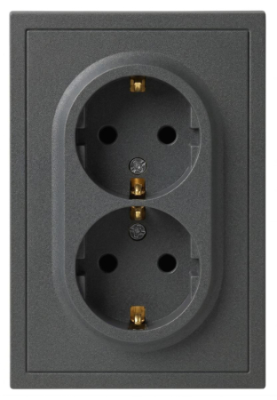 Розетка Эра Galaxy 15-2104-06 с заземлением двойная 2X2P+E Schuko 16А-250В IP20 графит Б0070687