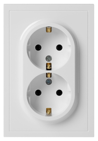 Розетка Эра Galaxy 15-2105-01 с заземлением двойная 2X2P+E Schuko со шторками IP20 16А-250В белый Б0070697
