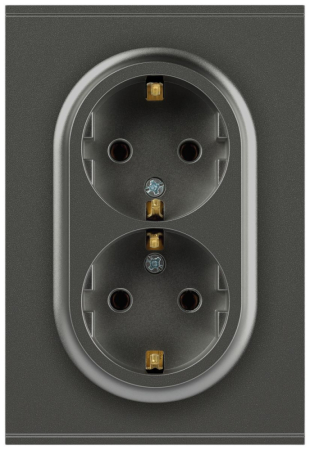 Розетка Эра Arktik 16-2105-06 двойная с заземлением 2X2P+E Schuko со шторками 16А-250В графит Б0070459