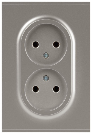 Розетка Эра Arktik 16-2107-07 без заземления двойная 2X2P 16А-250В титан Б0071687