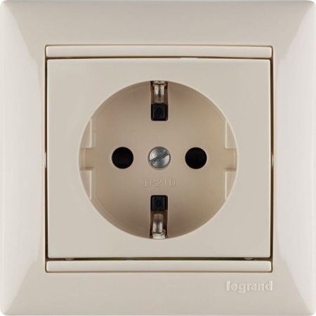 Розетка 1-м СП Valena 16А IP21 230/250В 2P+E с заземл. защ. шторки на винтах механизм сл. кость IEK 774321