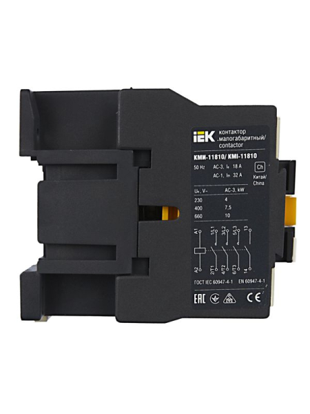 Контактор КМИ-11810 18А 230В/АС3 1НО KARAT IEK KKM11-018-230-10