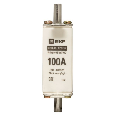 Вставка плавкая ППН-33 100/100А 50кА габарит 00С PROxima EKF fus-33/100