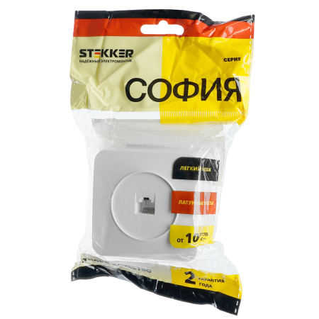 Розетка RJ-45 открытой установки, STEKKER, серия София, 1-местная, белый, MST00-20-01 49300