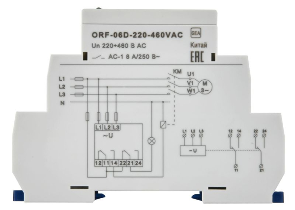 Реле фаз ORF-06D 3ф 2 конт. 220-460В AC ONI ORF-06D-220-460VAC